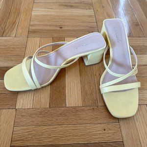 Shein Yellow Vegan Leather Strappy Heeled Sandals